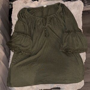 Old Navy Olive Green Women's Peasant Top